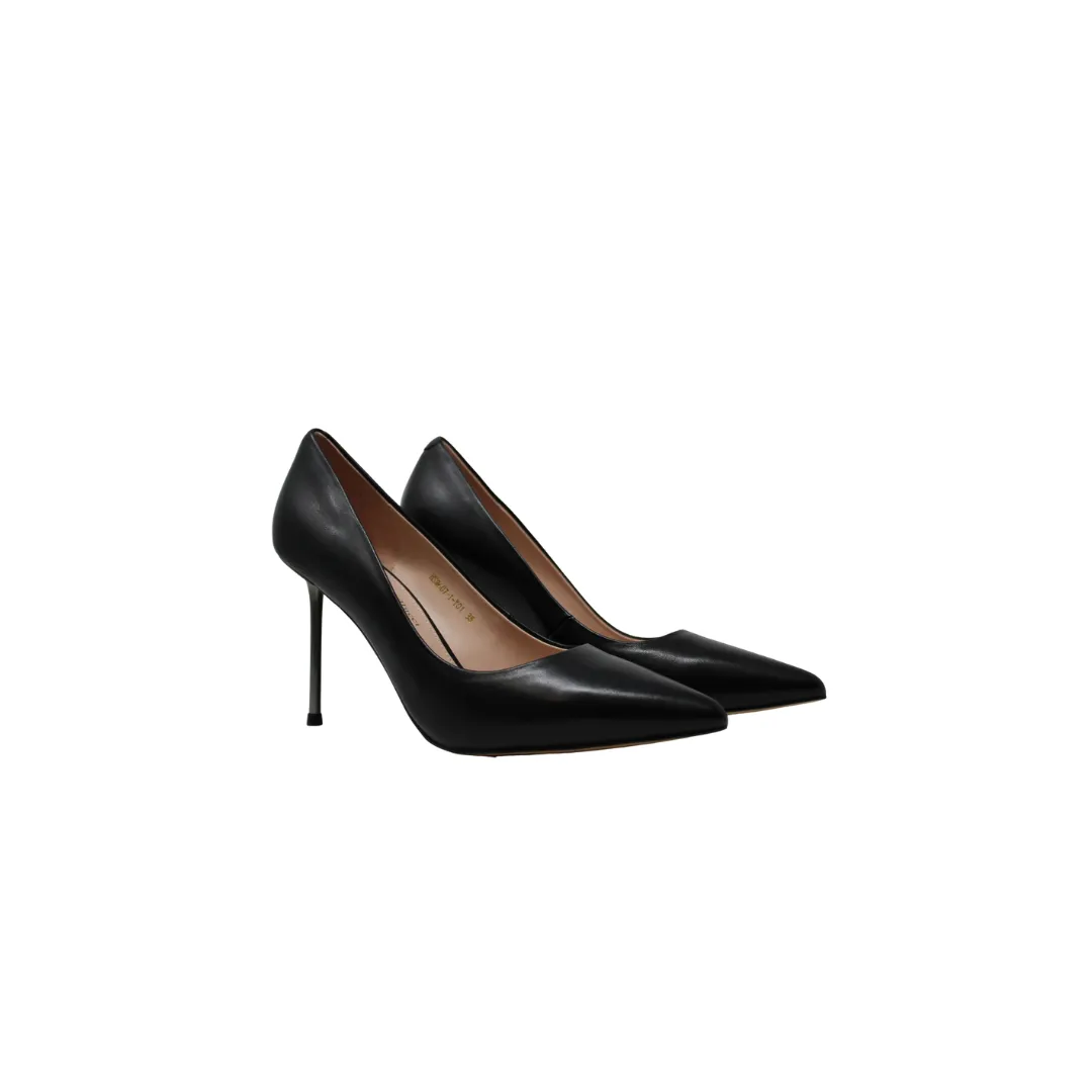 AiciBerllucci Gaby Ladies 3 inch Black Leather Spike Heel