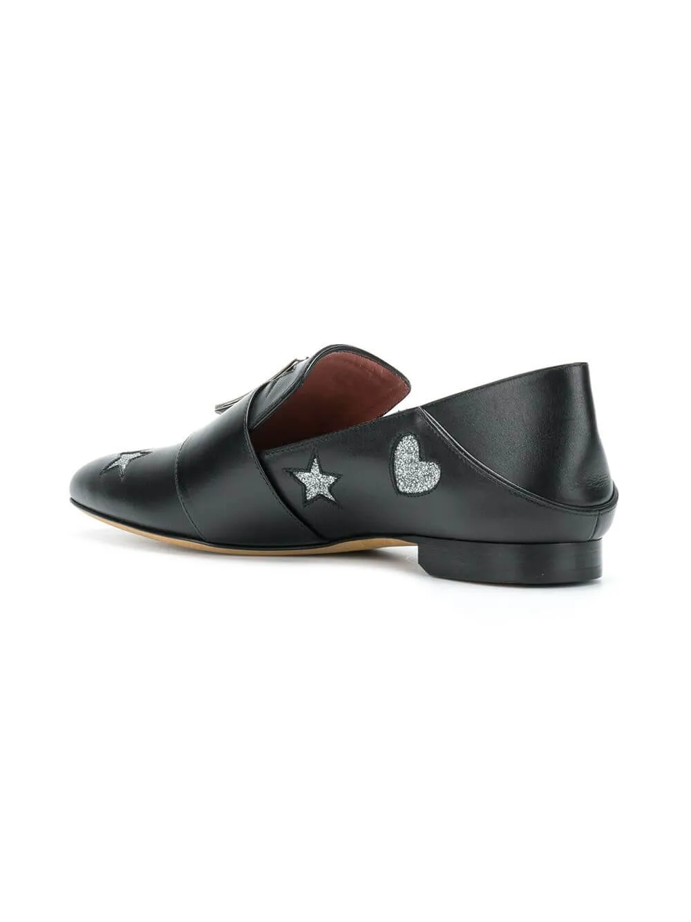 Bally Janelle Hearts 6221029 Ladies Black Leather Loafers US 9 MSRP $675
