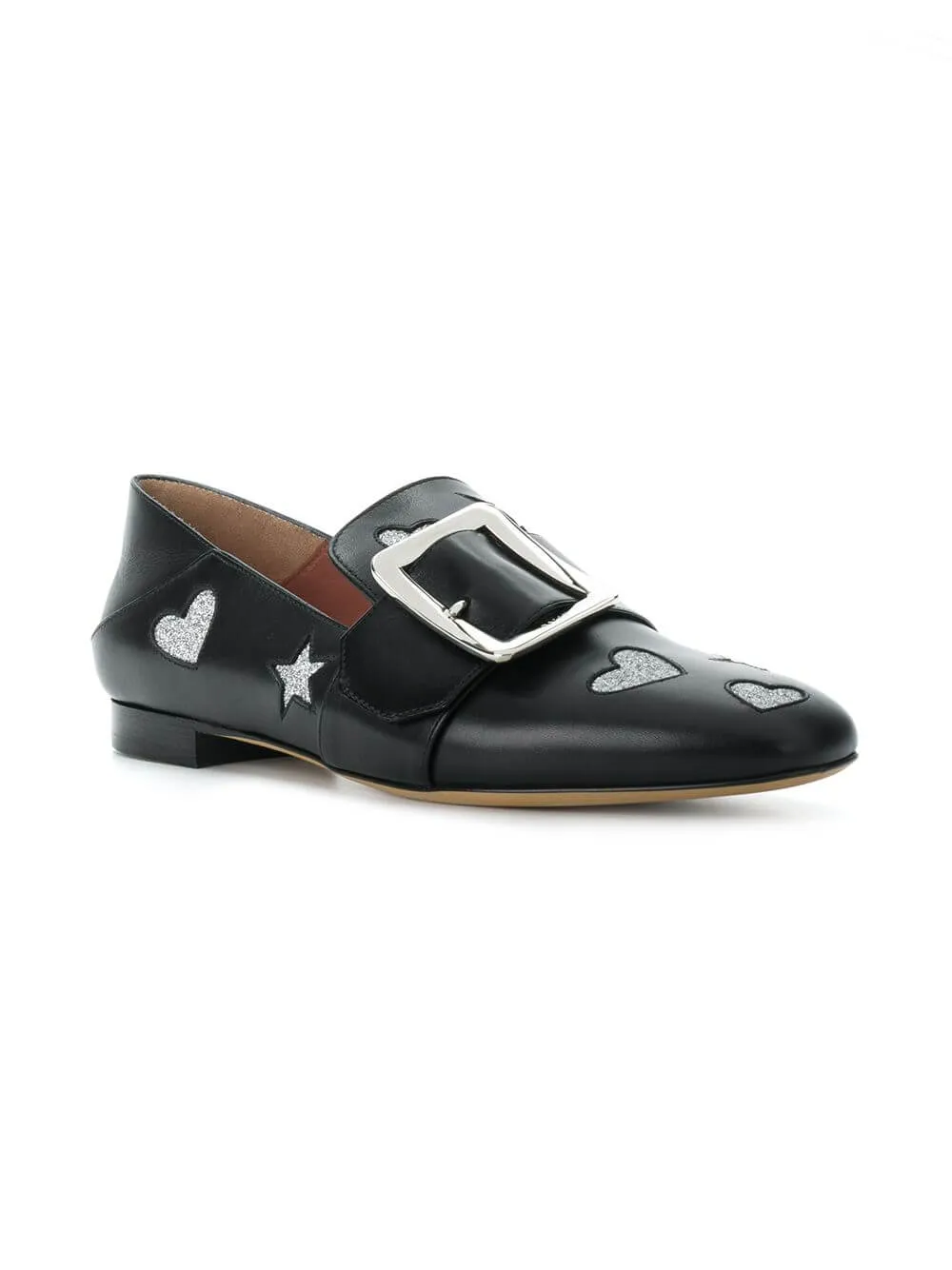 Bally Janelle Hearts 6221029 Ladies Black Leather Loafers US 9 MSRP $675
