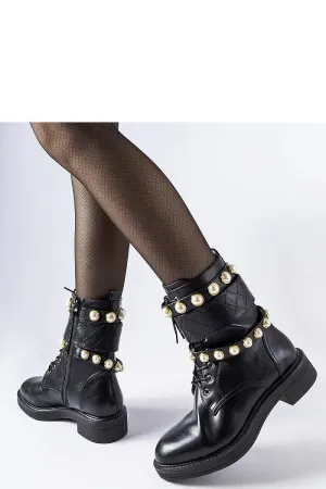 Black insulated Normand boots with pearls