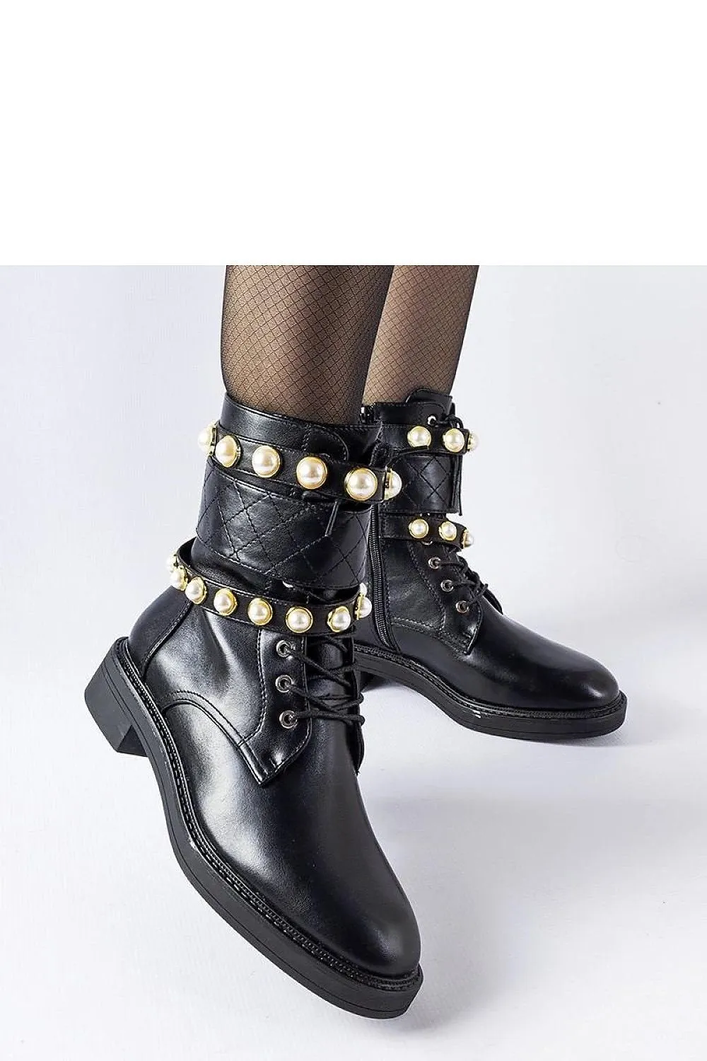 Black insulated Normand boots with pearls