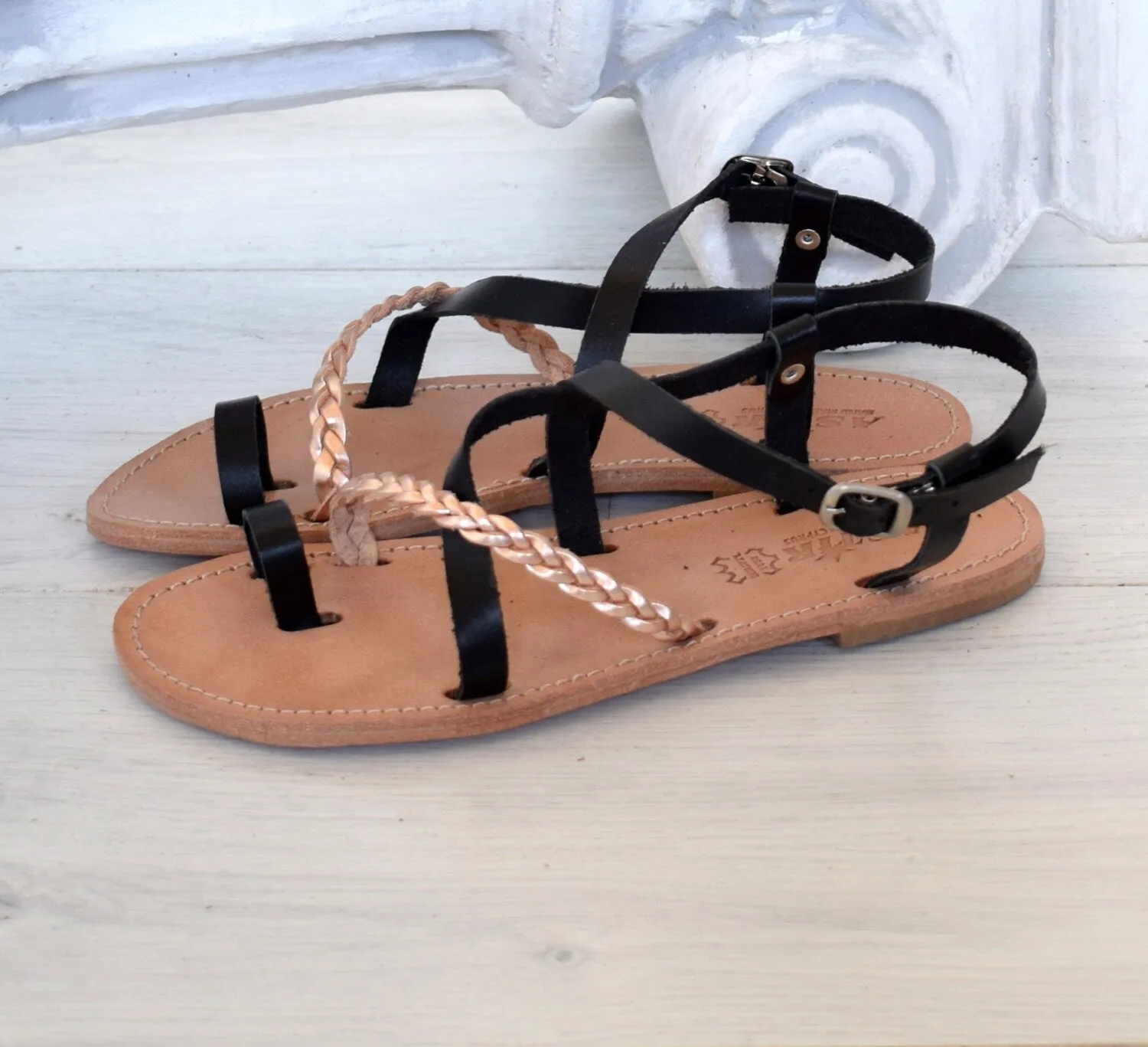 braid leather, handcrafted, leather Genuine Leather, Greek handmade leather sandals, flats, handmade sandals, grecian sandals, ELAFONISI