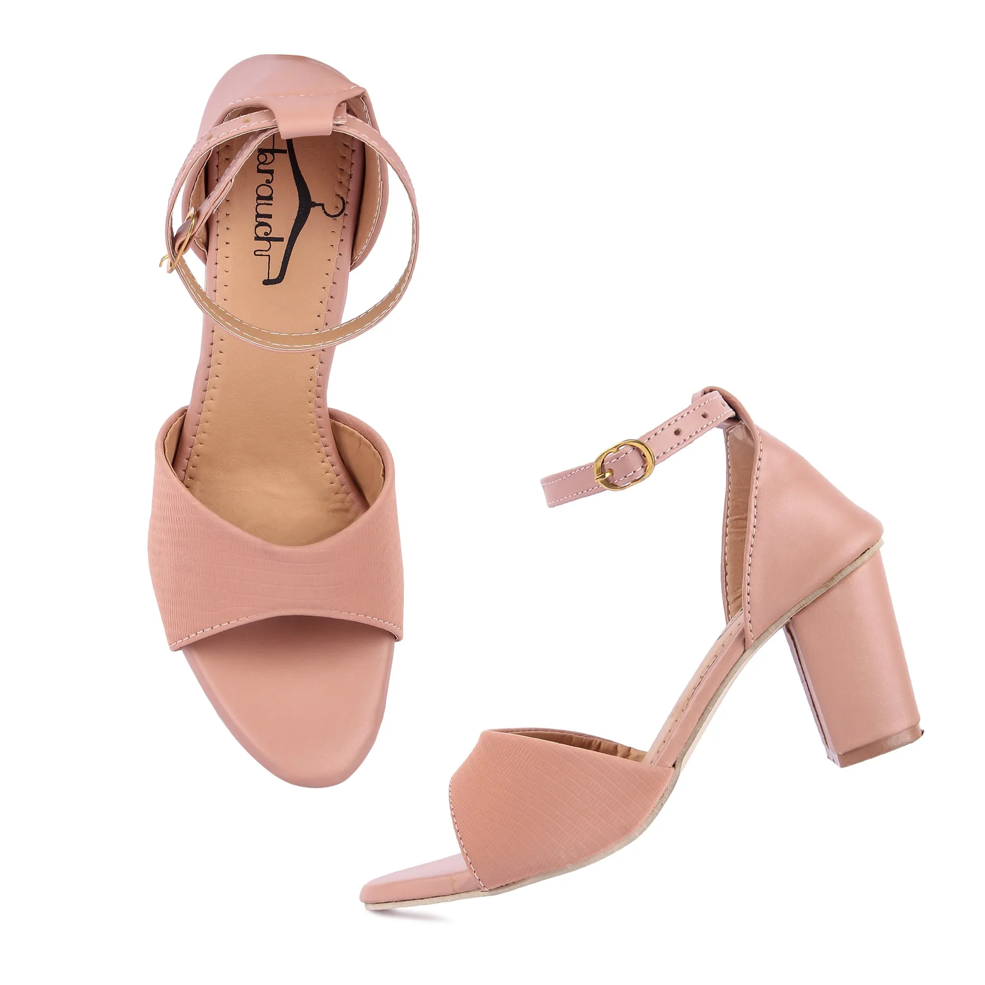 Brauch Women's Pink Patterned Block Heel