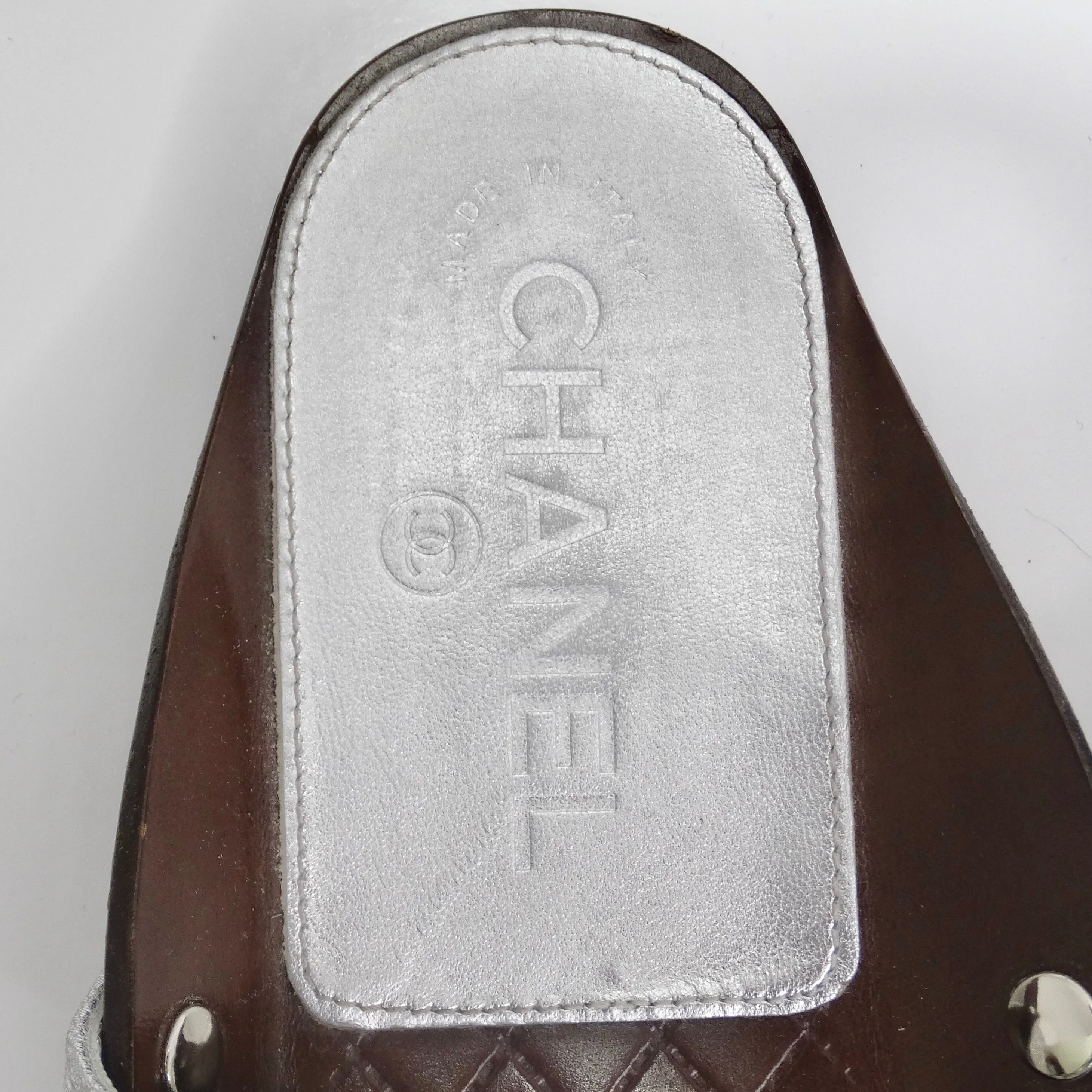 Chanel 2018 CC Silver Leather Sandals