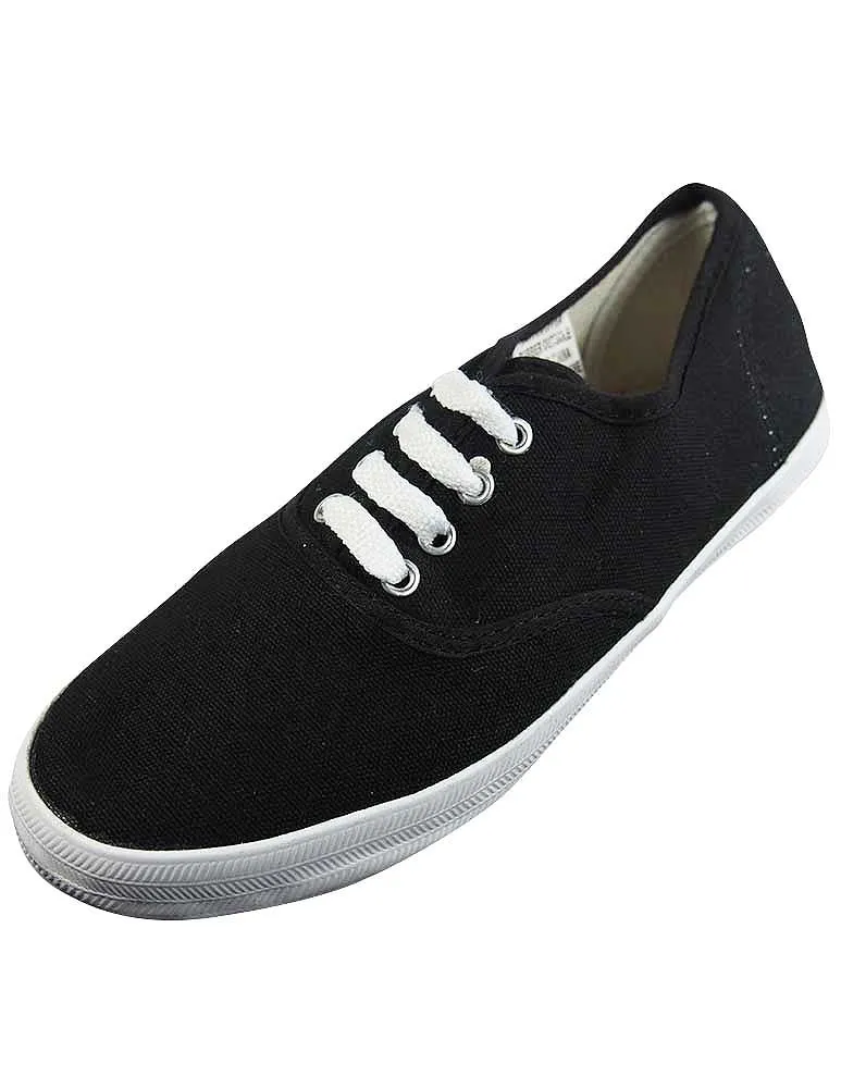 Easy USA Womens Lace Up Canvas Plimsol Sneakers Shoe, 37301