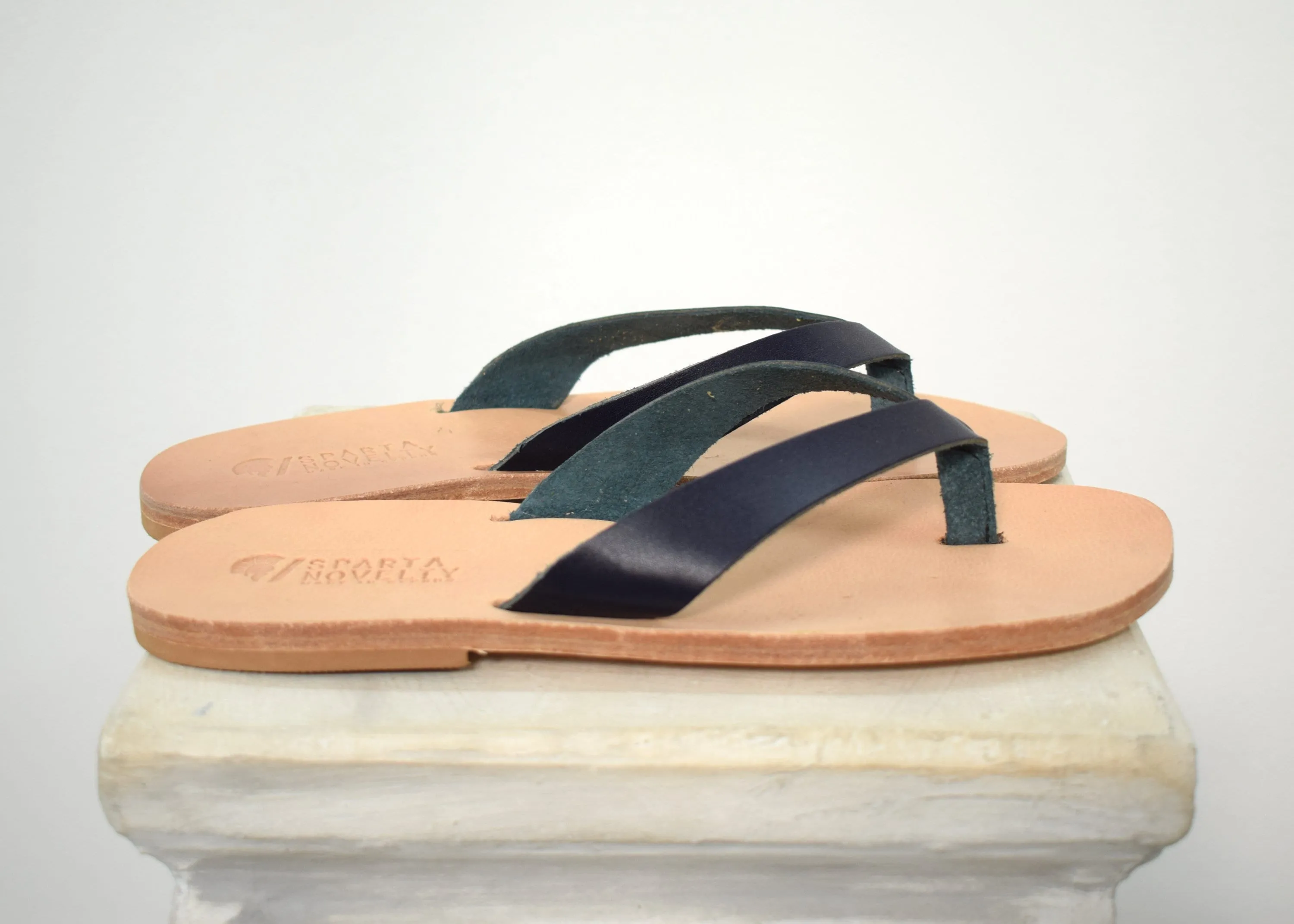 Flip flop Greek Leather sandals - slipers Men, Thongs khaki Color, leather sole - insole