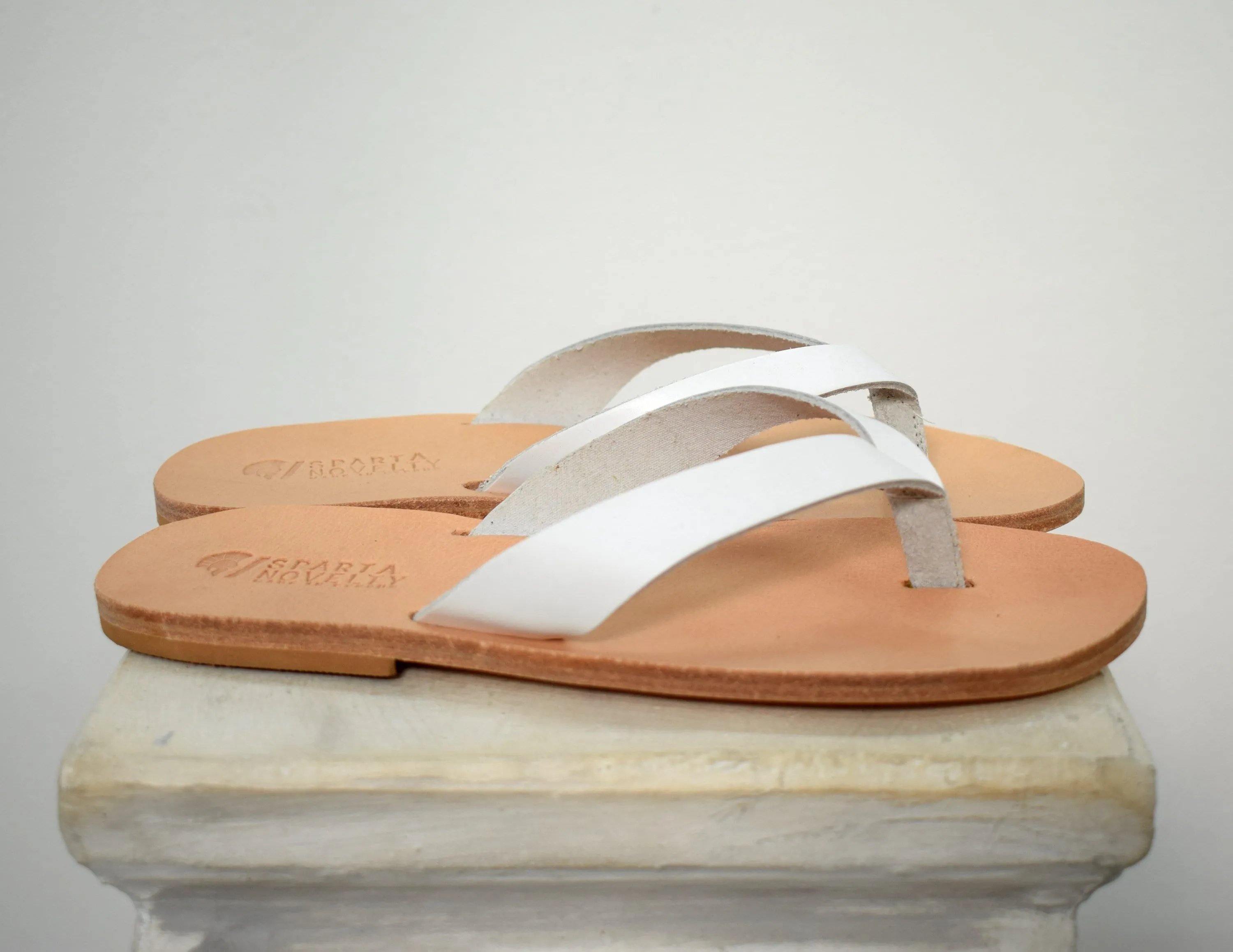 Flip flop Greek Leather sandals - slipers Men, Thongs khaki Color, leather sole - insole
