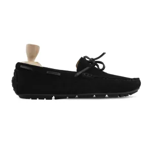 Handmade Custom Black Suede Leather Driver Mens Loafers