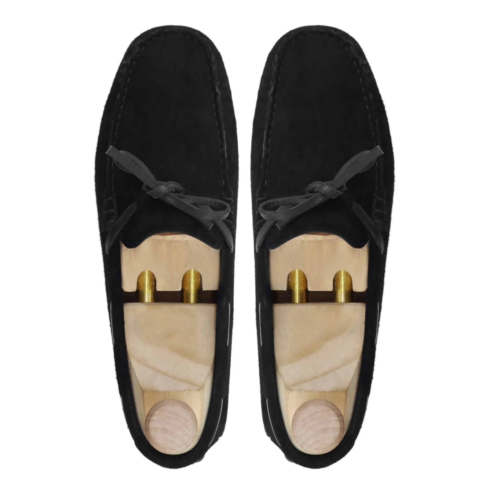 Handmade Custom Black Suede Leather Driver Mens Loafers
