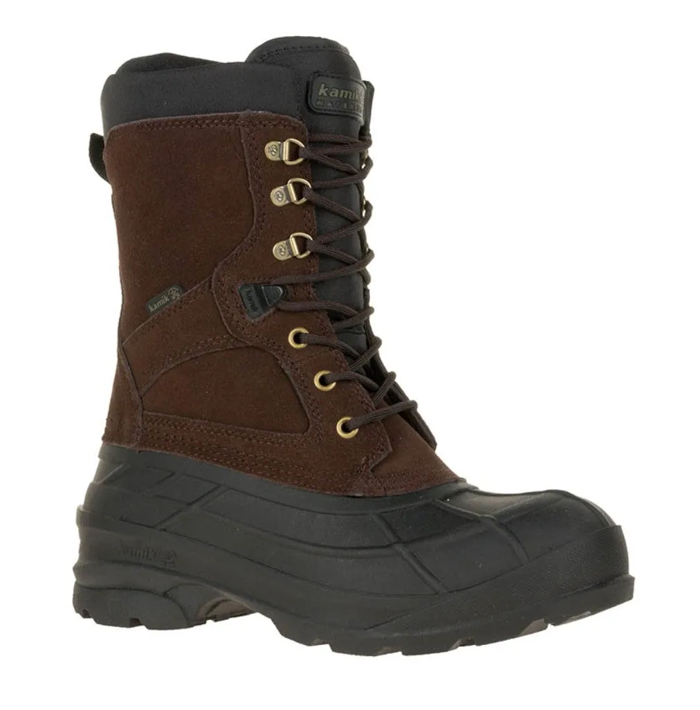 Kamik Men's Nationplus Snow Boot Dark Brown Lace Up Fur Lined Insulated Boots (8, Dark Brown)