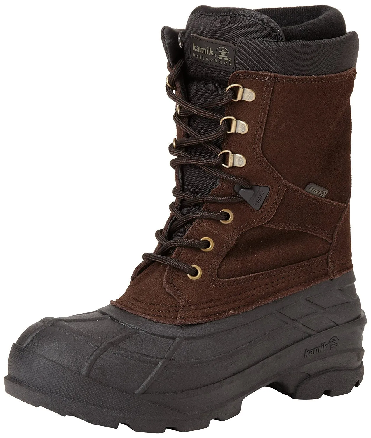 Kamik Men's Nationplus Snow Boot Dark Brown Lace Up Fur Lined Insulated Boots (8, Dark Brown)