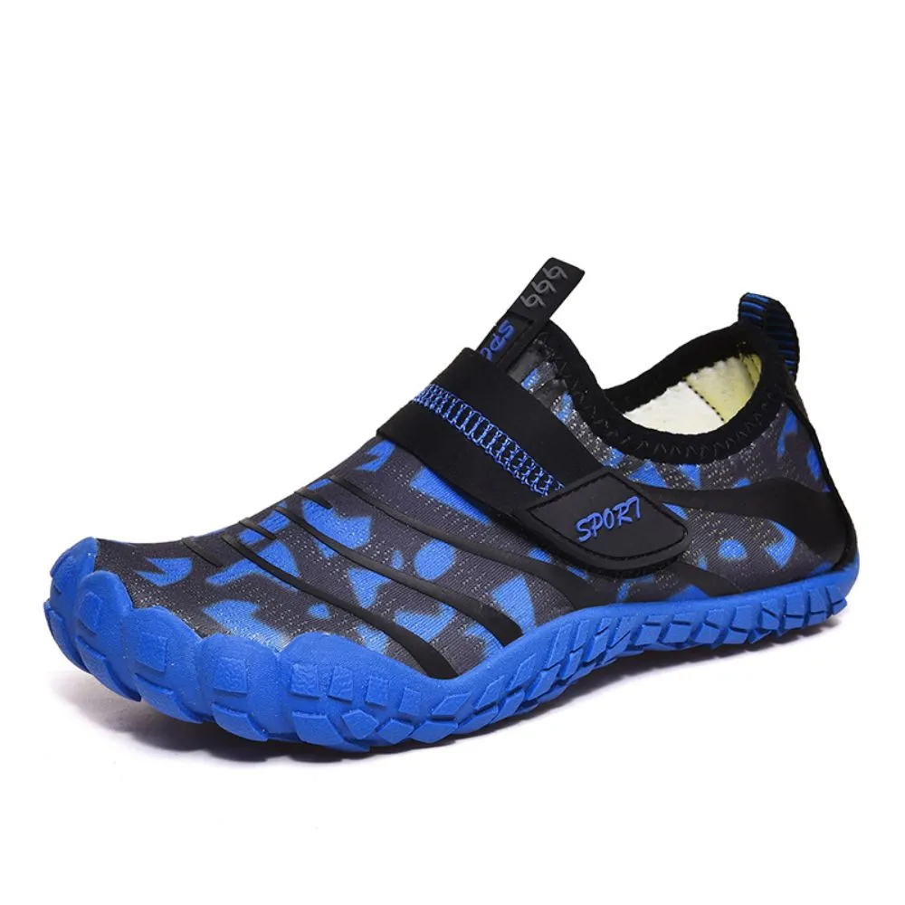 Kids' Water Shoes Barefoot Quick Dry Aqua Sports Boys Girls (Pattern Printed) - Blue Size BigKid US2 = EU32