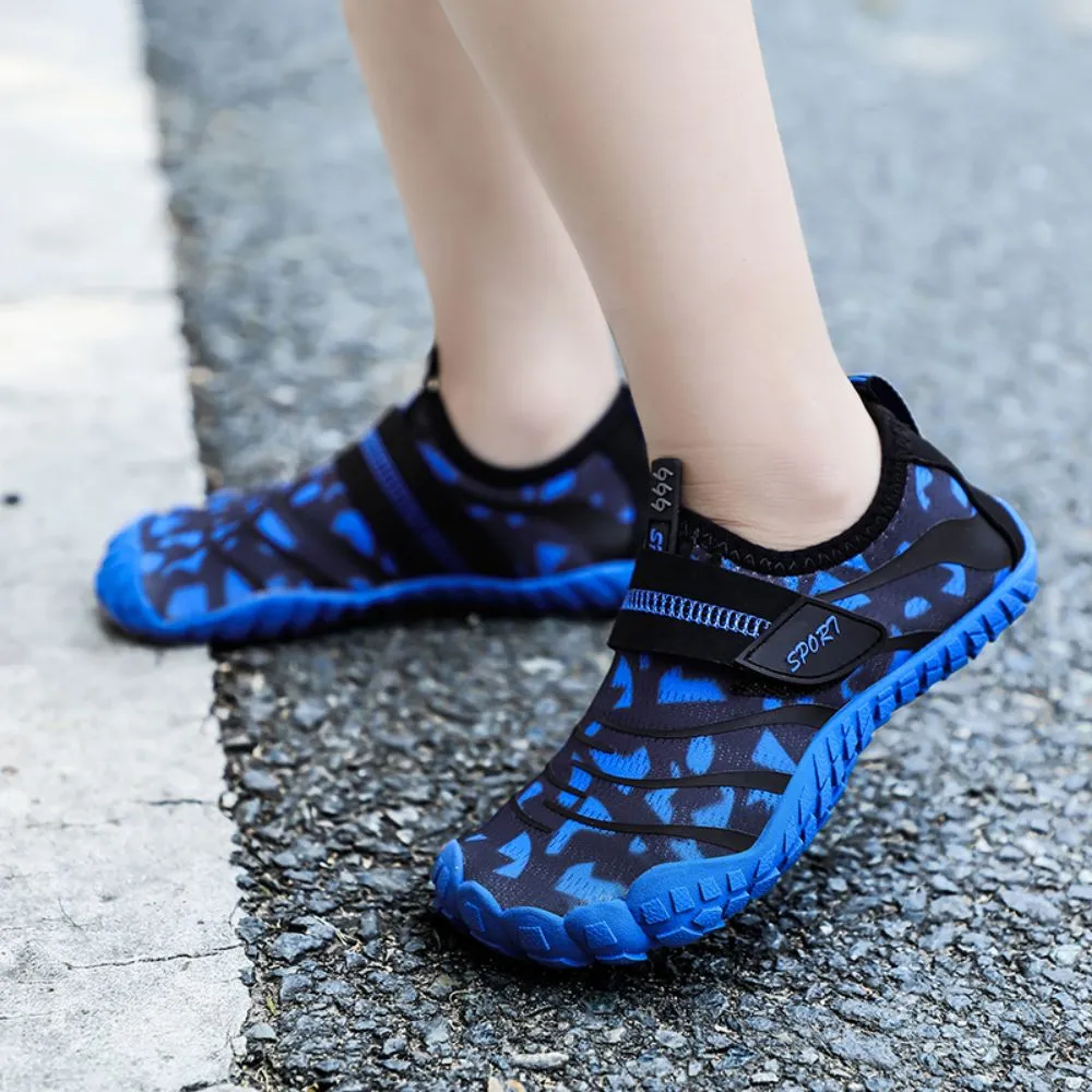 Kids' Water Shoes Barefoot Quick Dry Aqua Sports Boys Girls (Pattern Printed) - Blue Size BigKid US2 = EU32