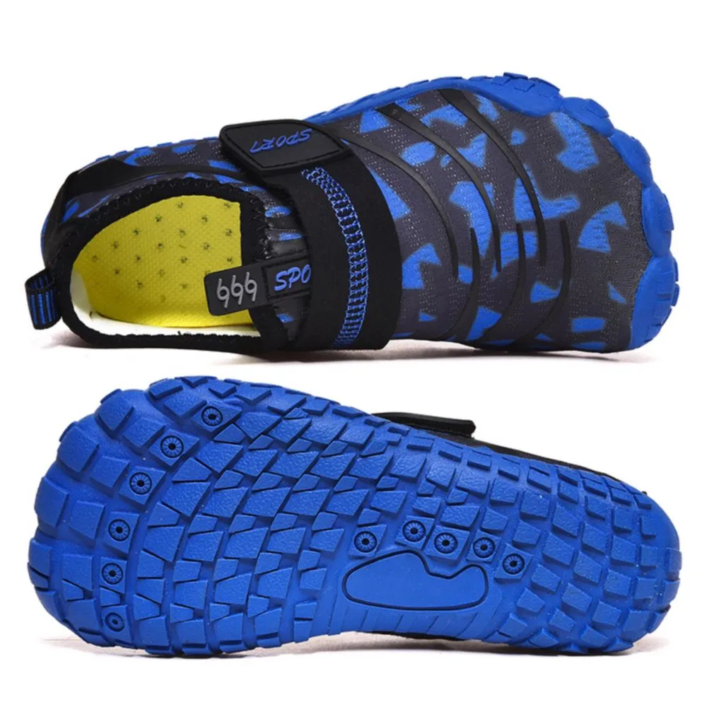 Kids' Water Shoes Barefoot Quick Dry Aqua Sports Boys Girls (Pattern Printed) - Blue Size BigKid US2 = EU32
