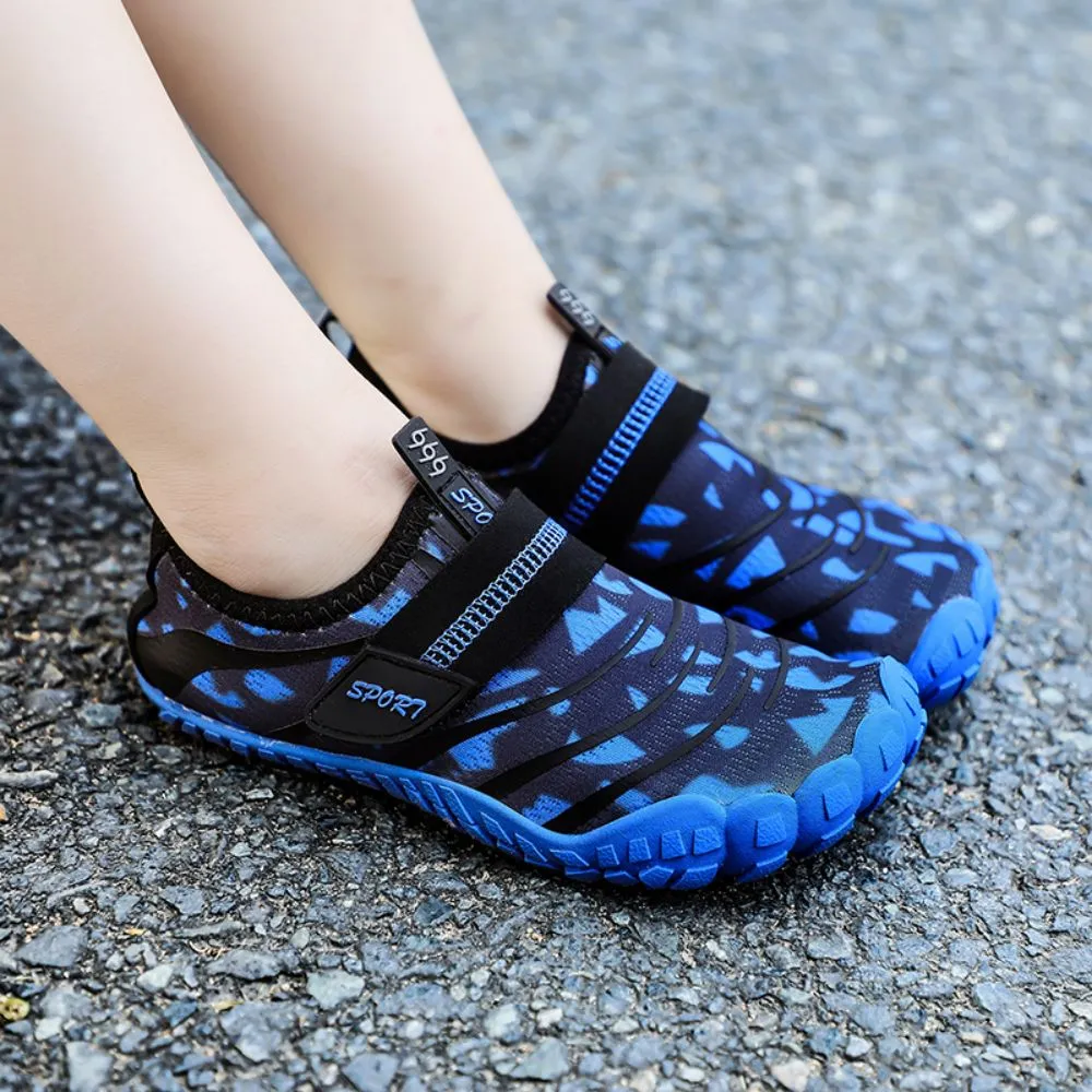 Kids' Water Shoes Barefoot Quick Dry Aqua Sports Boys Girls (Pattern Printed) - Blue Size BigKid US2 = EU32