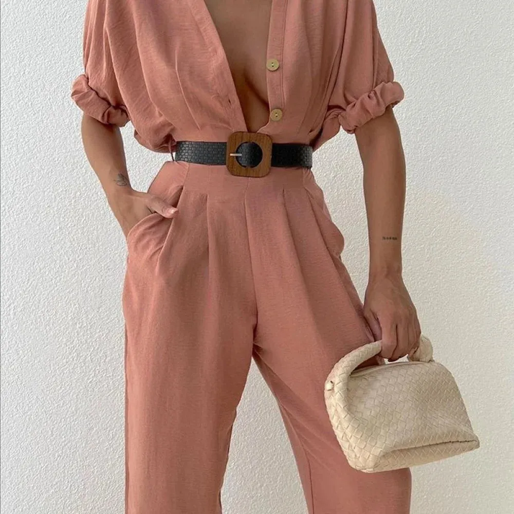 Linen Half sleeves jumpsuit