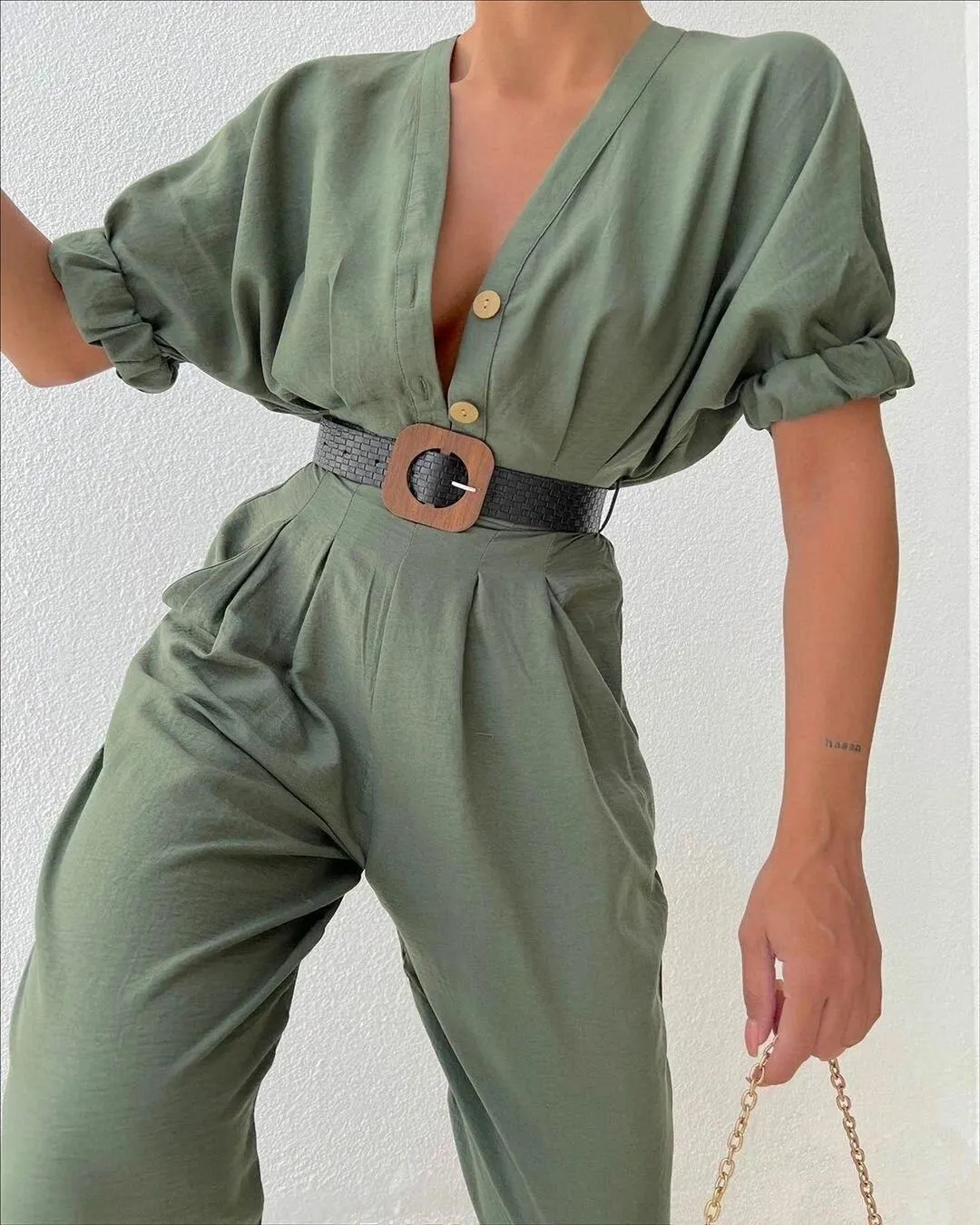 Linen Half sleeves jumpsuit