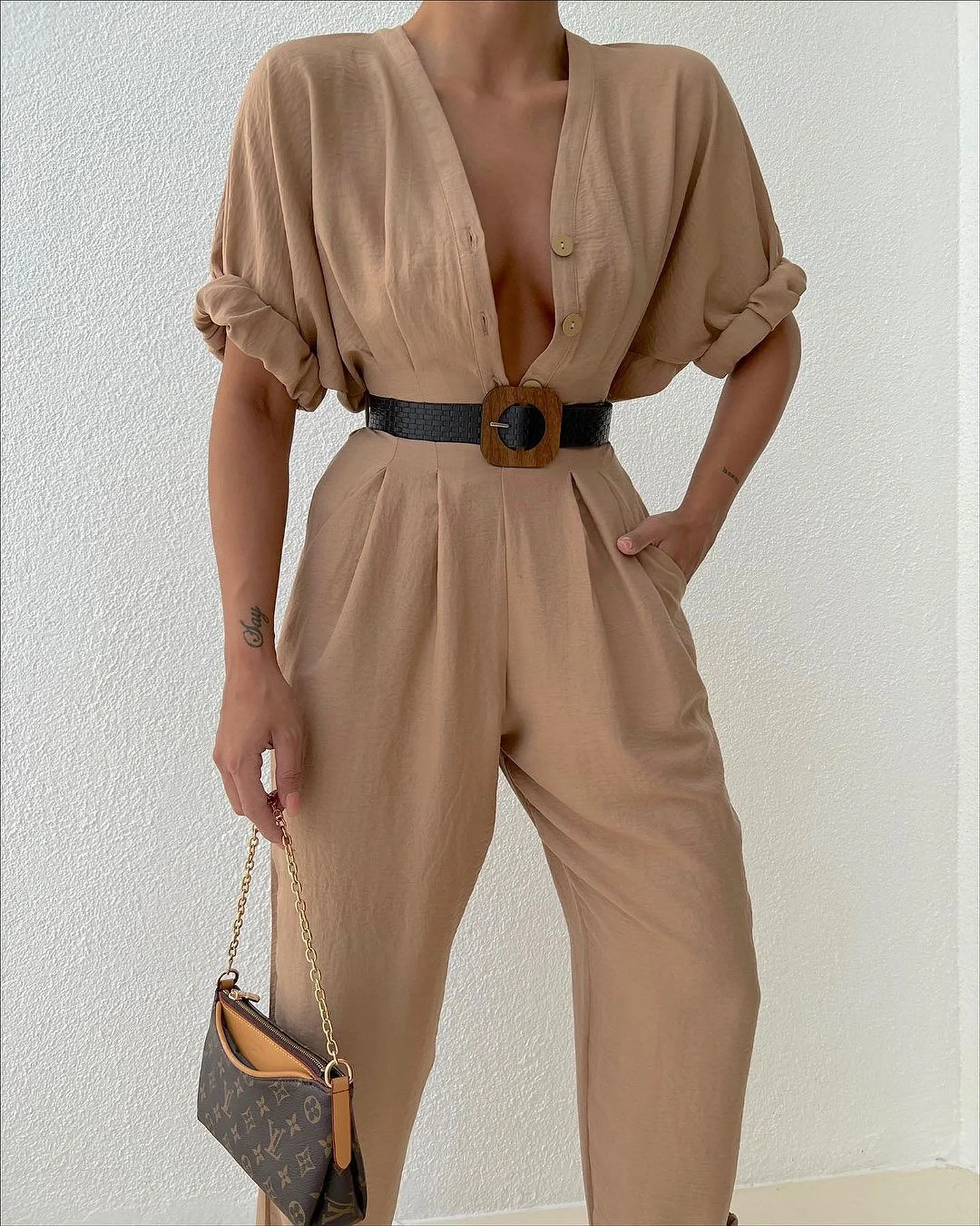 Linen Half sleeves jumpsuit
