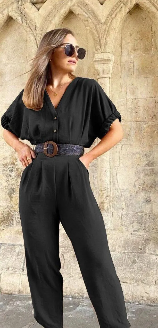 Linen Half sleeves jumpsuit