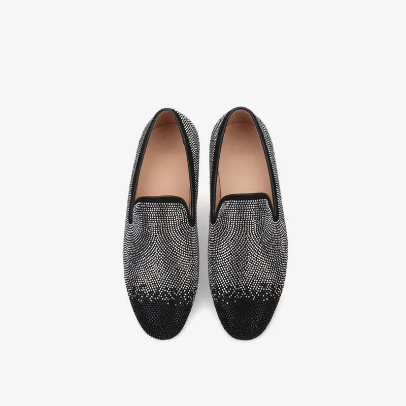 Loafer Black& Silver Crystal Rhinestones