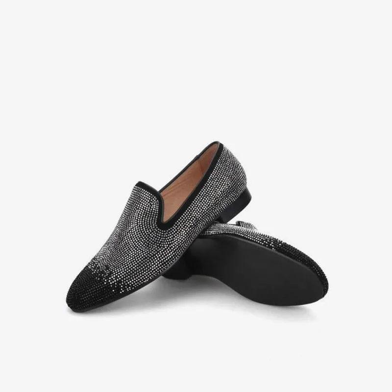 Loafer Black& Silver Crystal Rhinestones