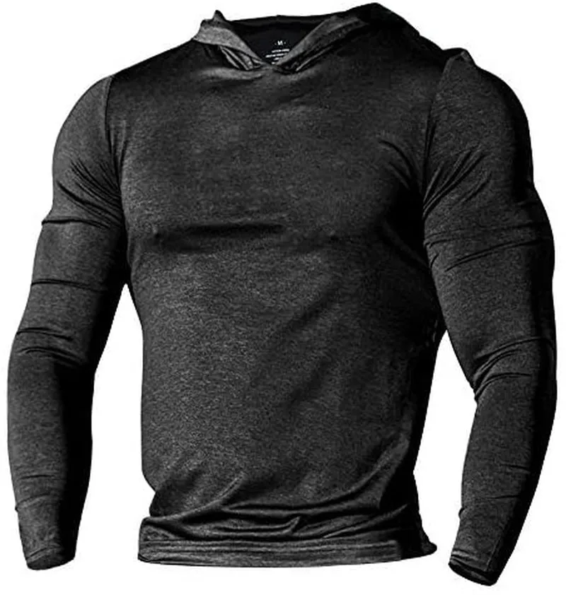 Men'S Bodybuilding Tapered Slim Fit Sweatshirts Active Hoodies