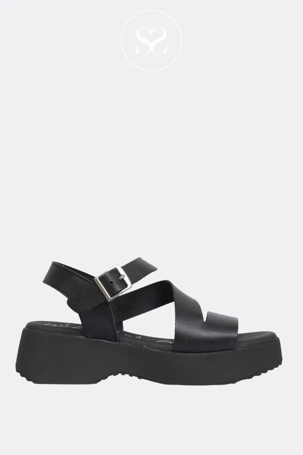 OH MY SANDALS 5685 BLACK LEATHER CHUNKY SANDALS