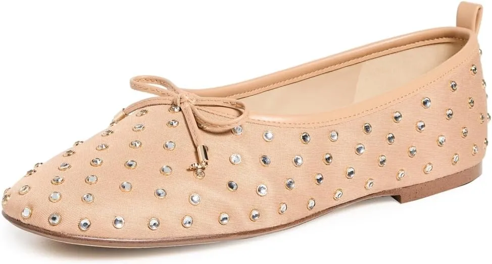 Sam Edelman Ari Beechwood Gem Slip On Pointed Toe Flexible Ballet Flats