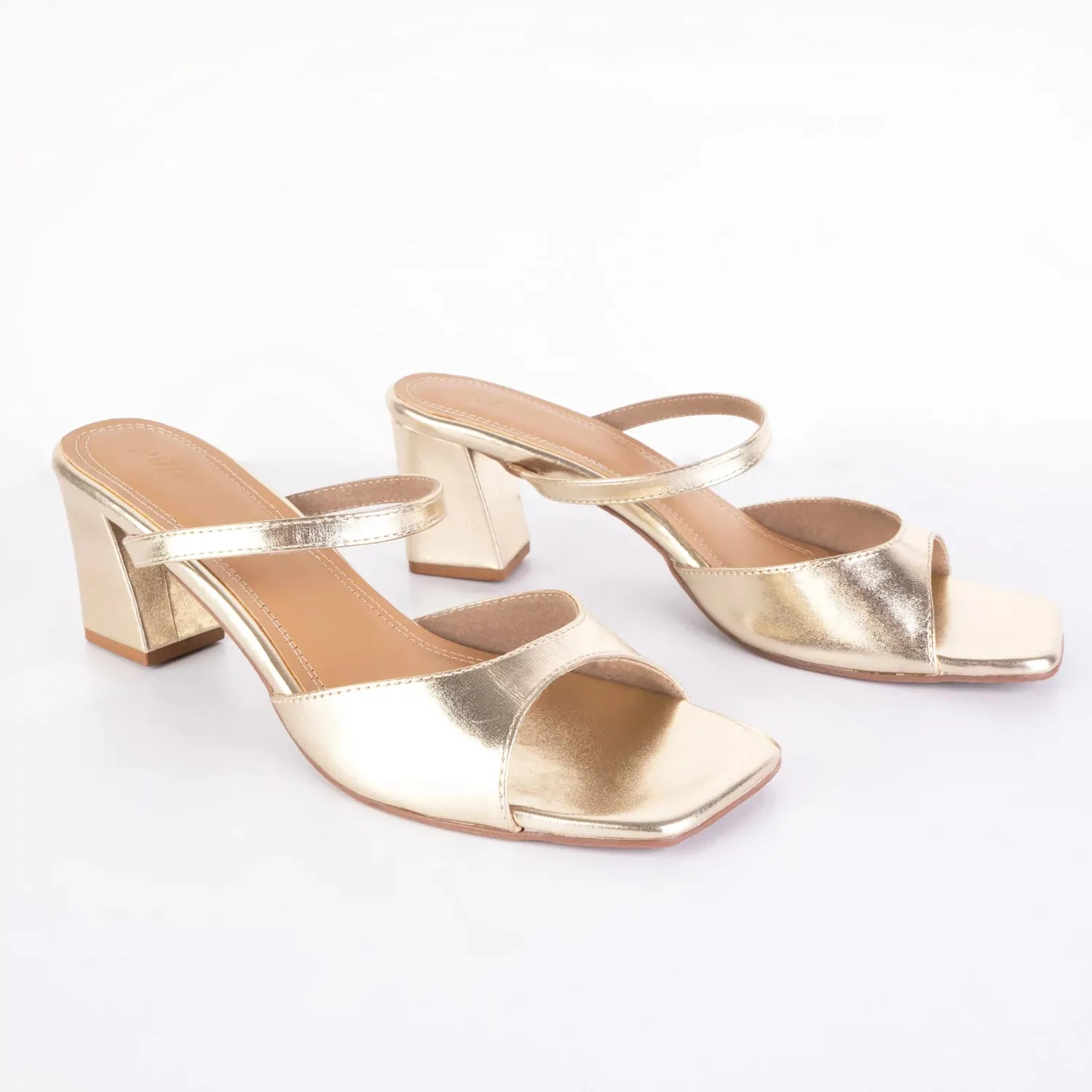 STUNNING Metallic Gold Block Heels