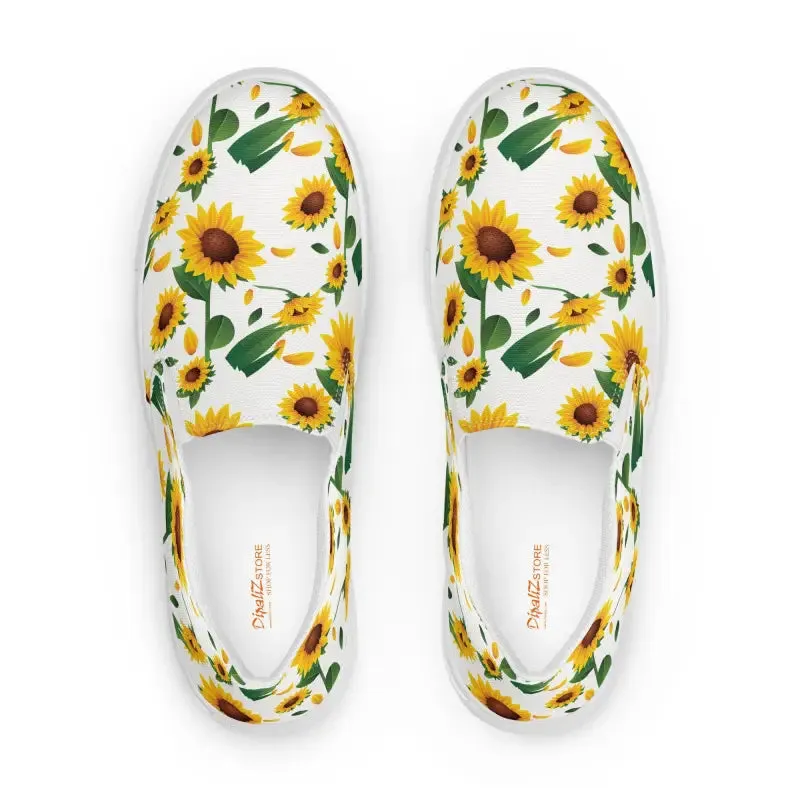 Sunflower Canvas Shoes Women Slip on Yellow Sunflowers
