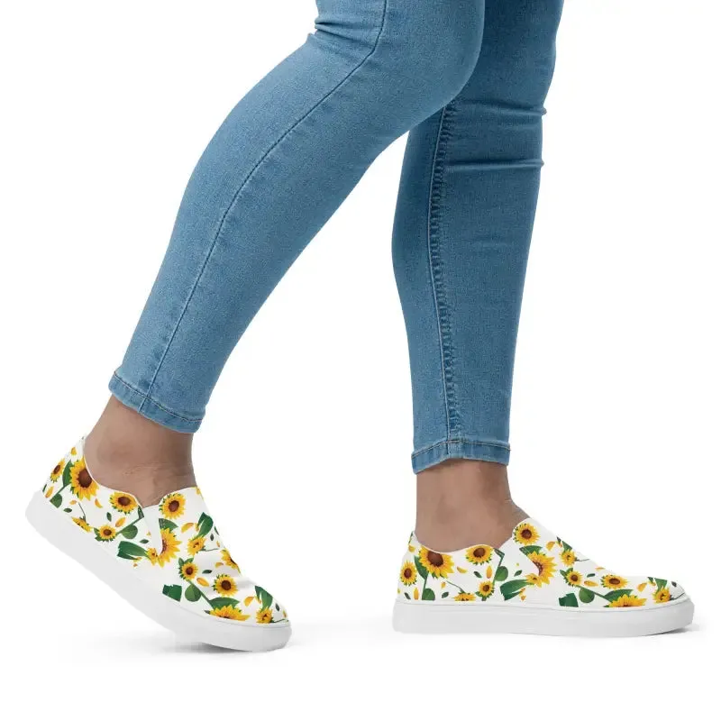 Sunflower Canvas Shoes Women Slip on Yellow Sunflowers