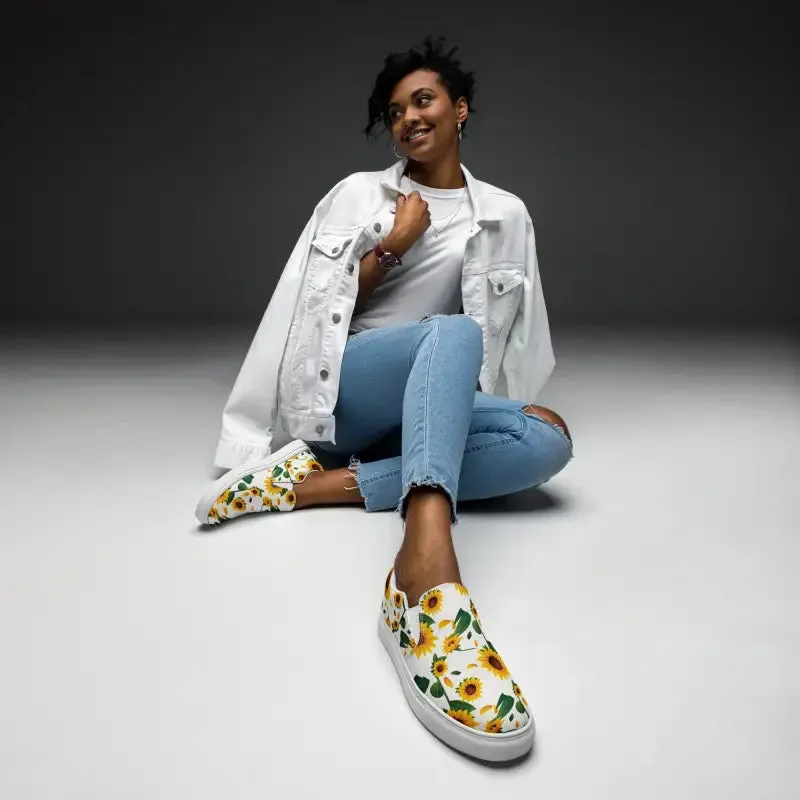 Sunflower Canvas Shoes Women Slip on Yellow Sunflowers