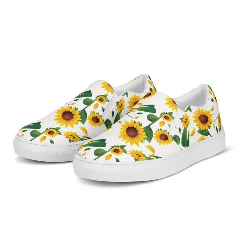 Sunflower Canvas Shoes Women Slip on Yellow Sunflowers