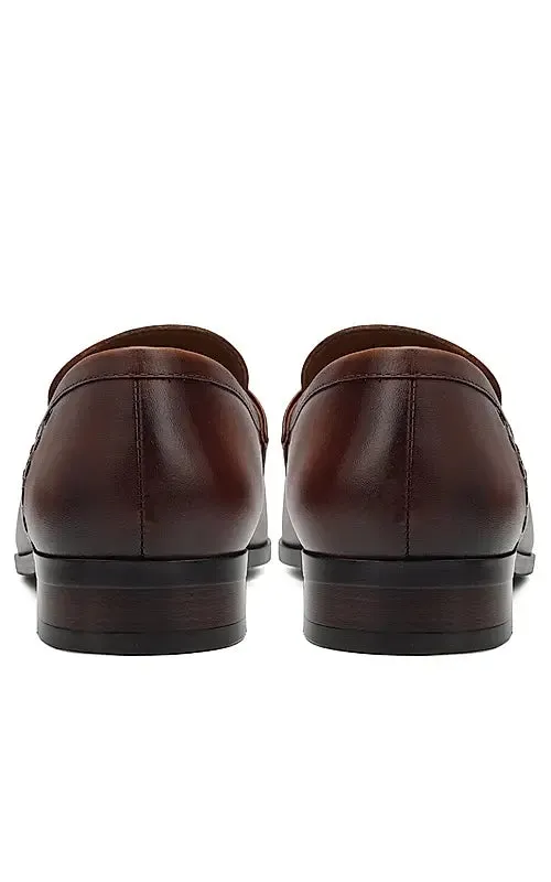 Tan Braided Leather Loafers