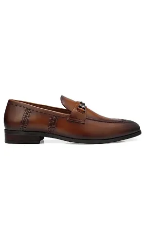 Tan Braided Leather Loafers