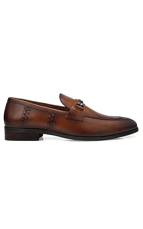 Tan Braided Leather Loafers