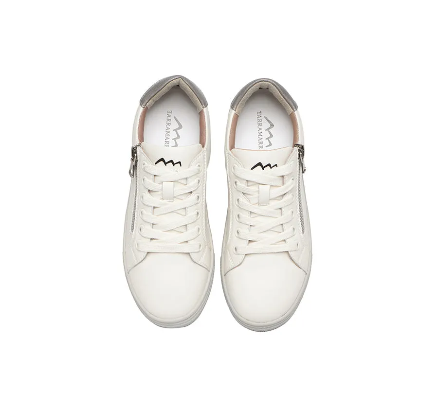 TARRAMARRA Zipper Lace up Leather White Sneakers Women Chloe