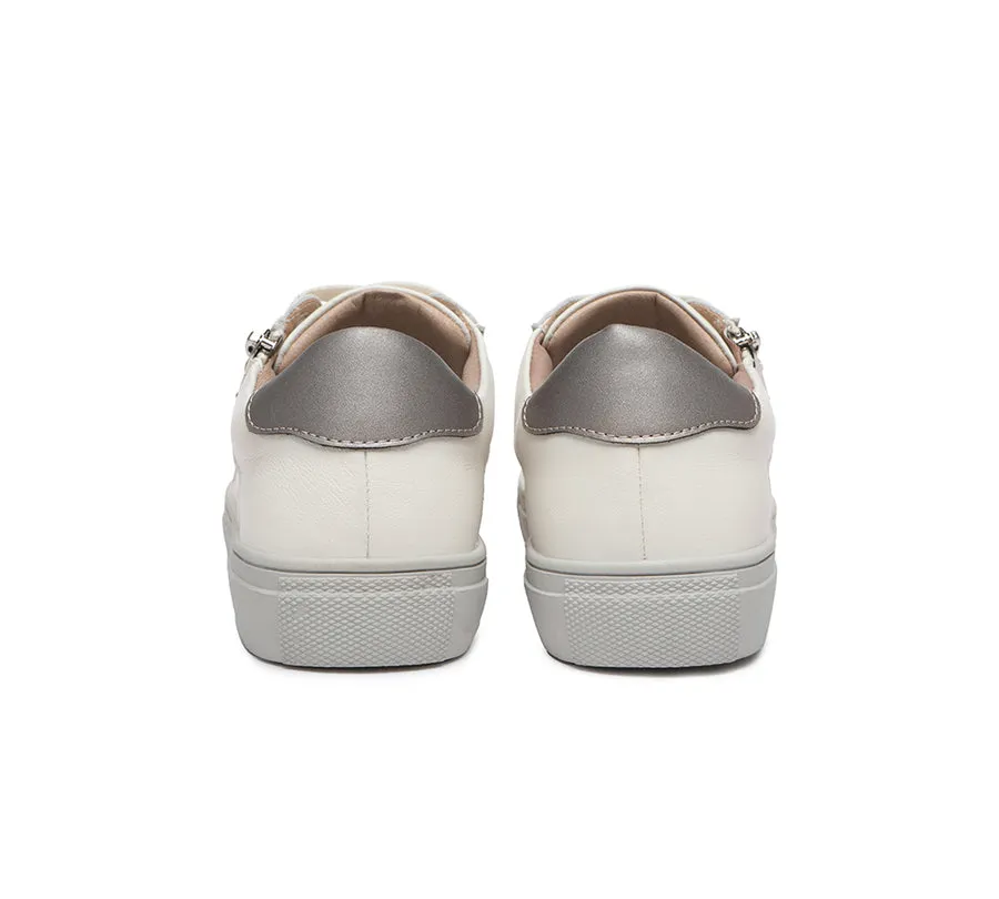 TARRAMARRA Zipper Lace up Leather White Sneakers Women Chloe