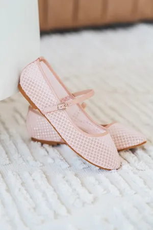Twinkle Mesh Flats - Nude/Pink