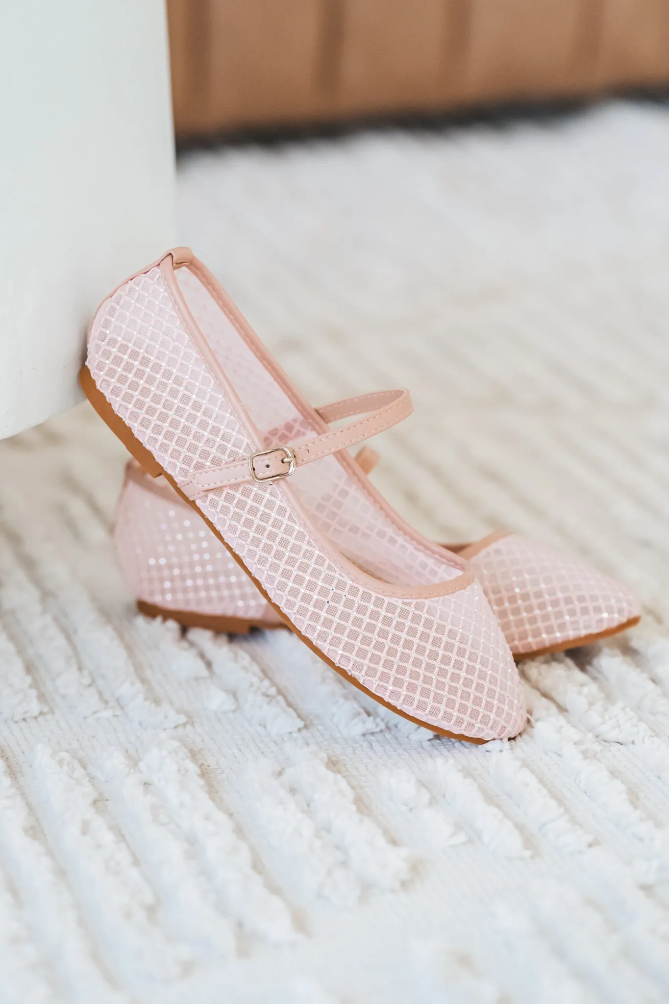 Twinkle Mesh Flats - Nude/Pink