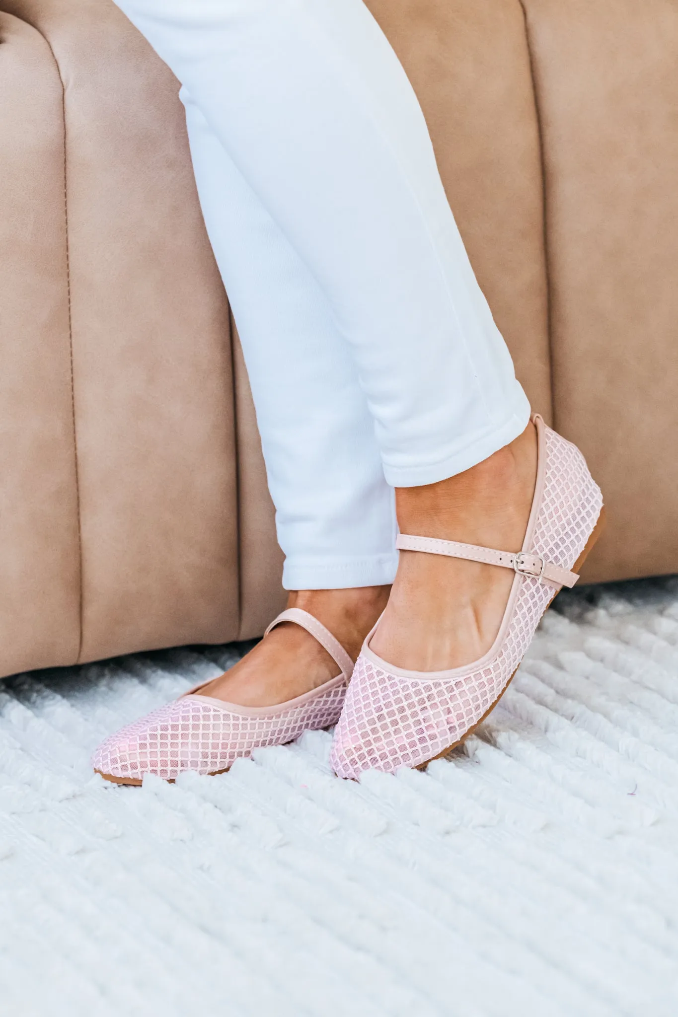 Twinkle Mesh Flats - Nude/Pink