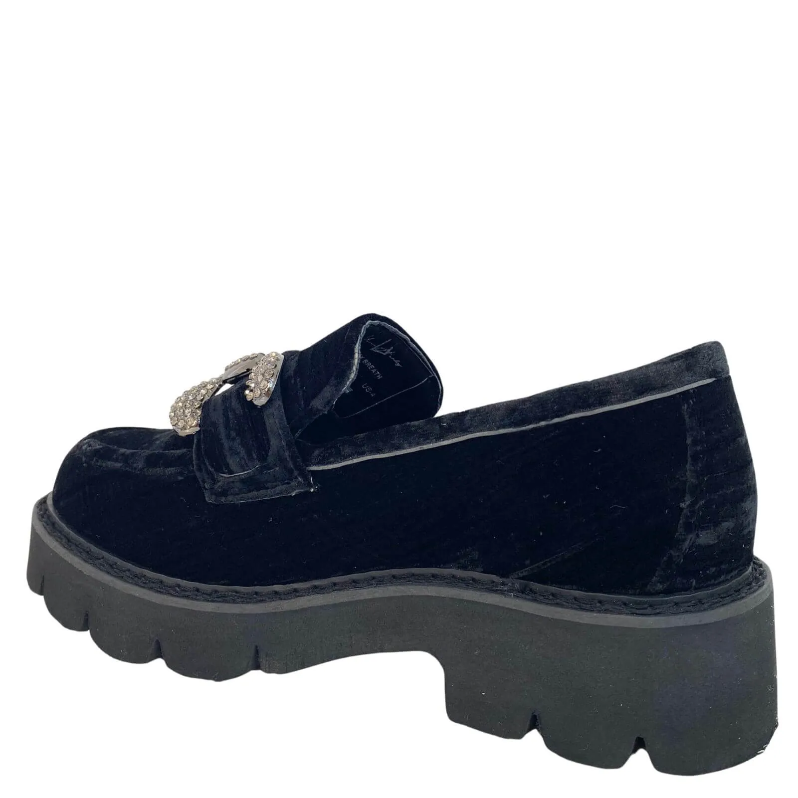 Una Healy Black Velvet Chunky Sole Loafers
