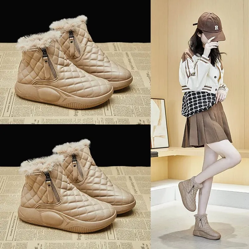 Winter Thick Sole Plush Insulated Cotton Shoes Anti Slip Snow Boots Women's