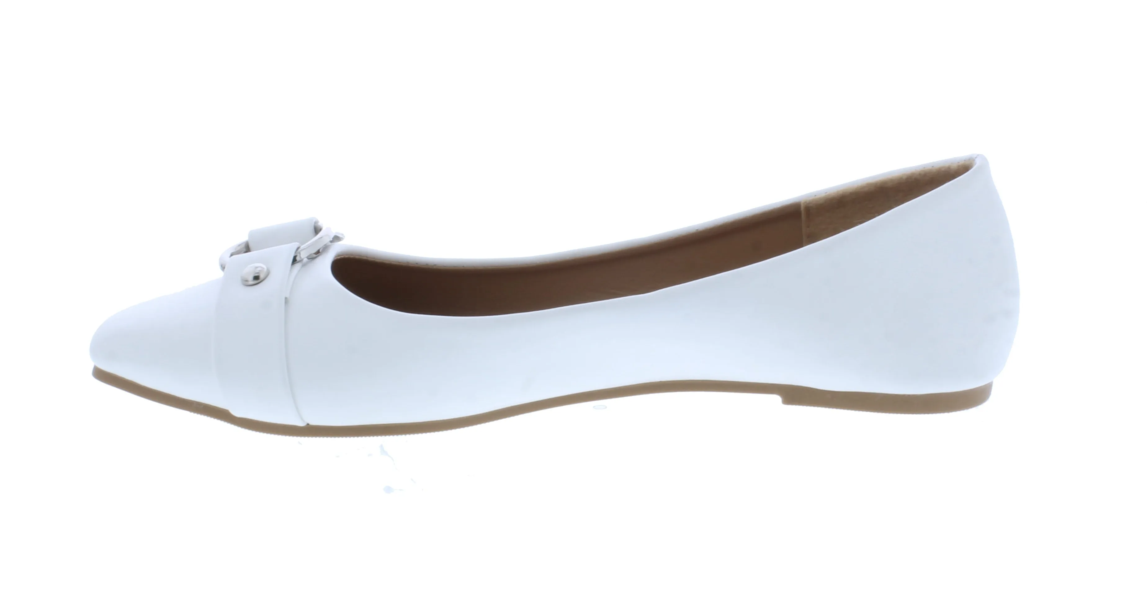 Women Faux Leather Ballerina with Buckle