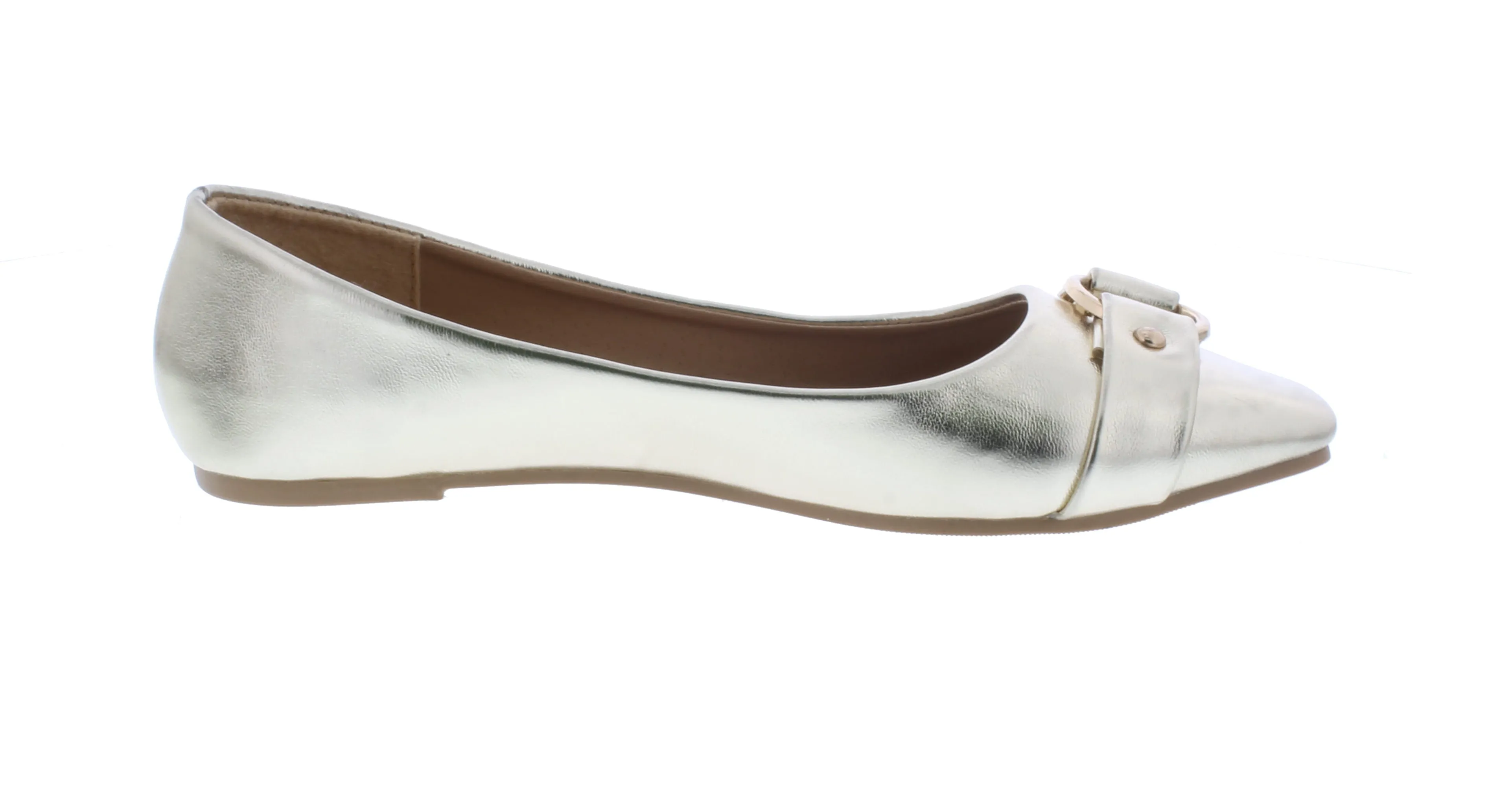 Women Faux Leather Ballerina with Buckle
