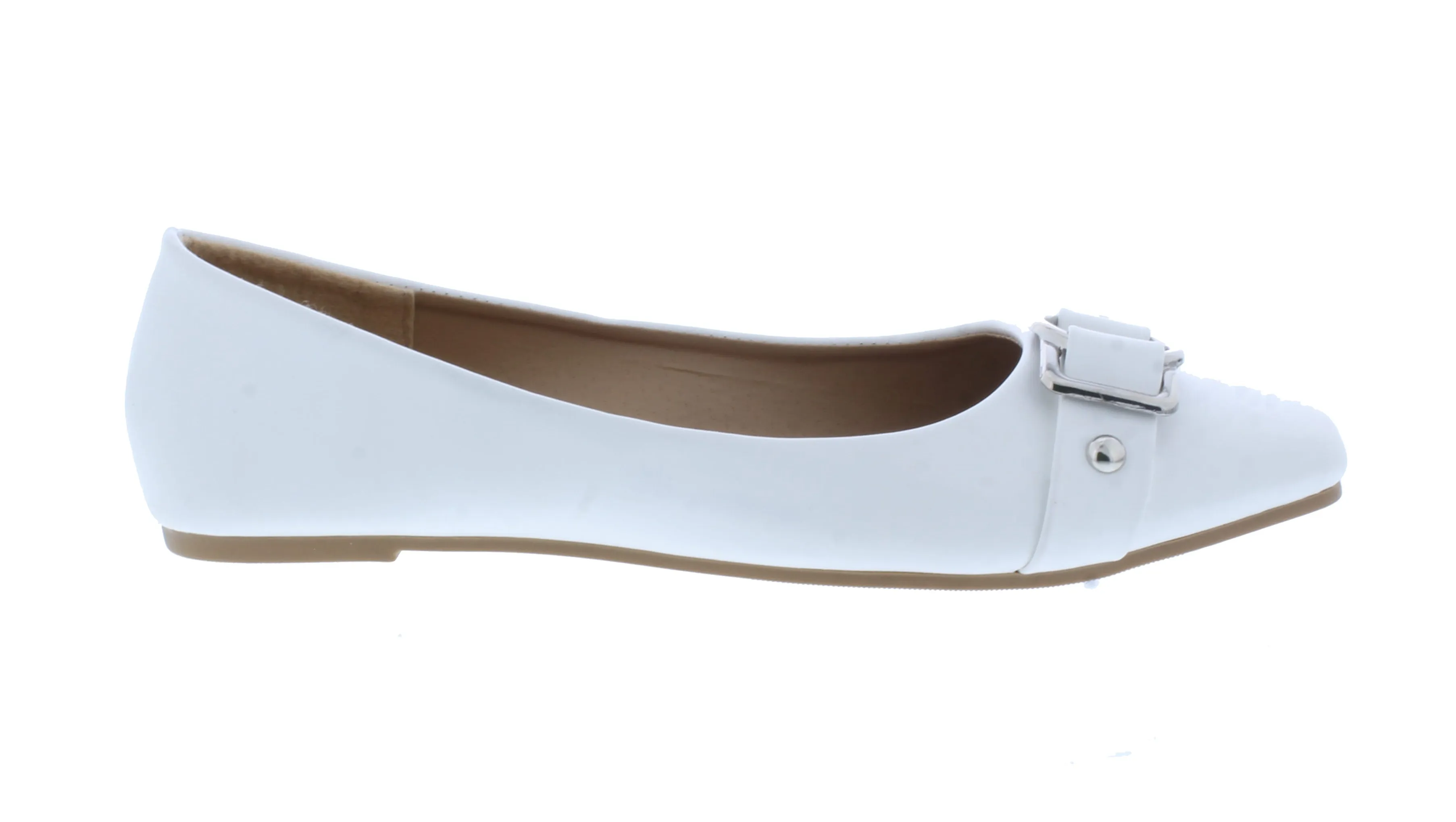 Women Faux Leather Ballerina with Buckle