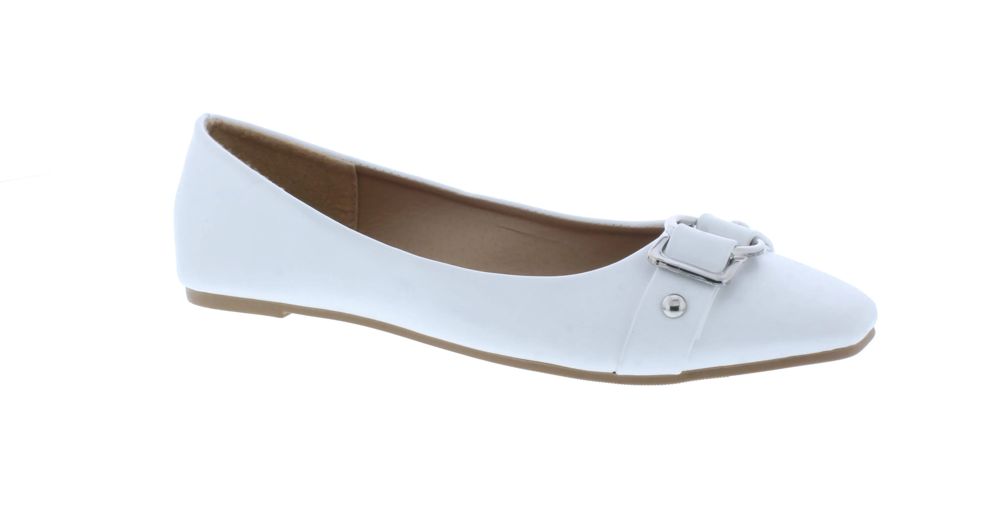 Women Faux Leather Ballerina with Buckle