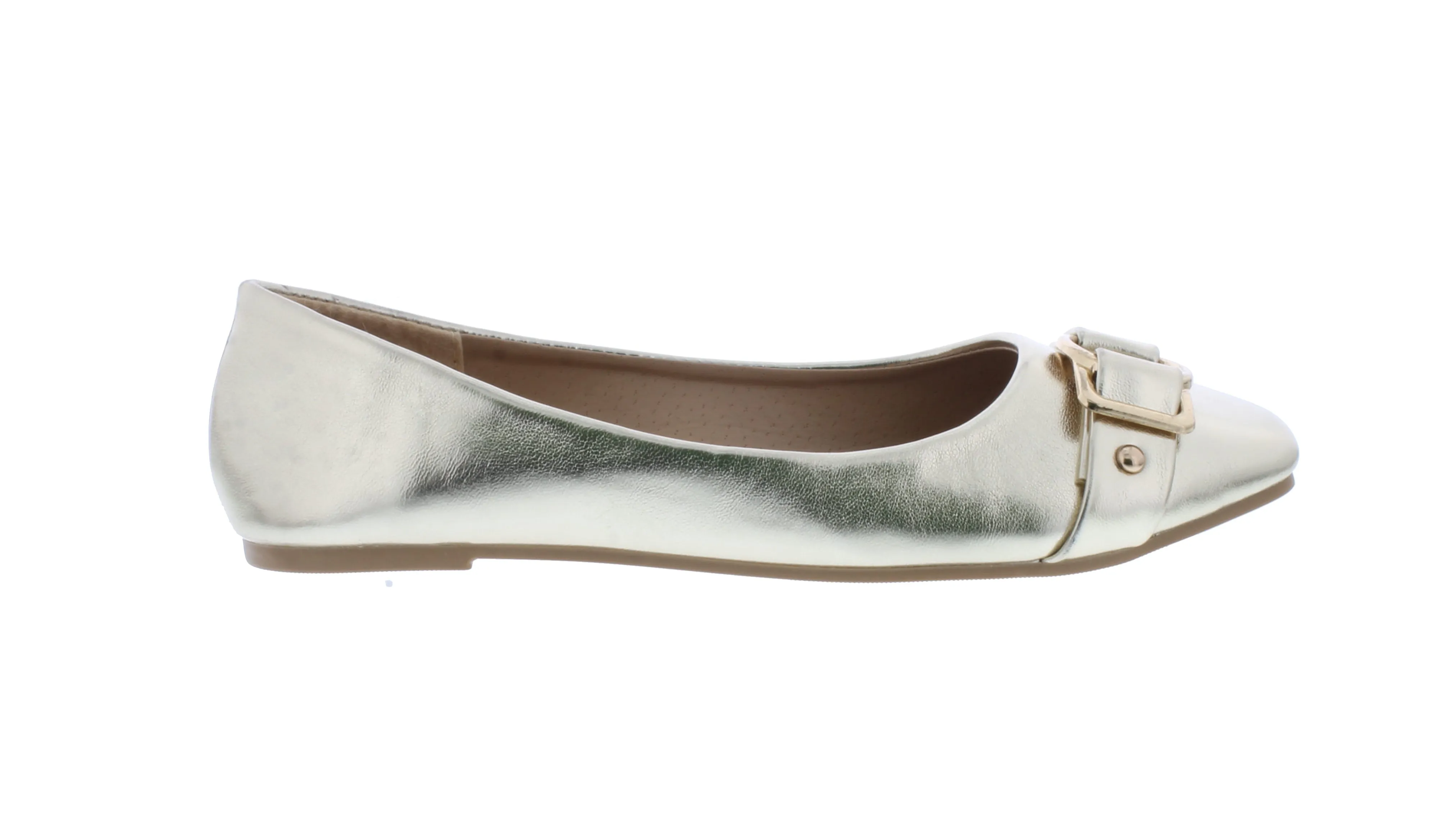 Women Faux Leather Ballerina with Buckle