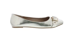 Women Faux Leather Ballerina with Buckle