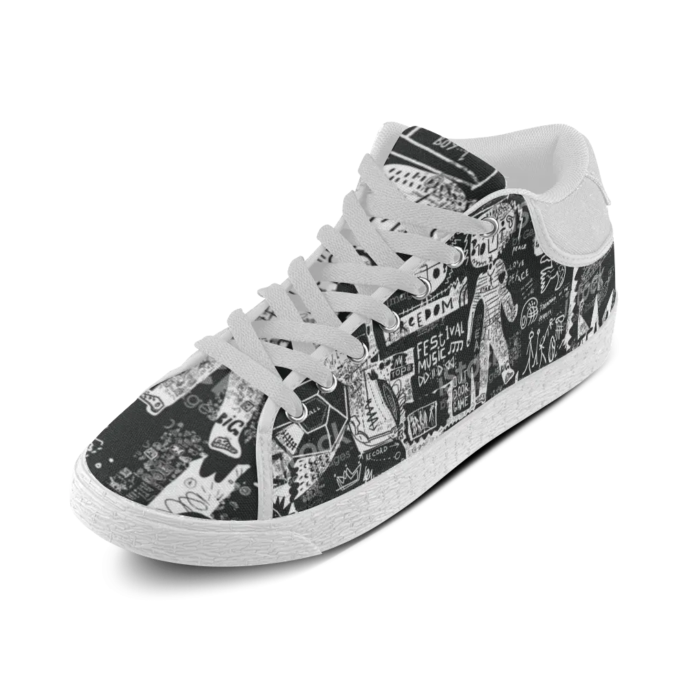 Women's print design sports canvas shoes